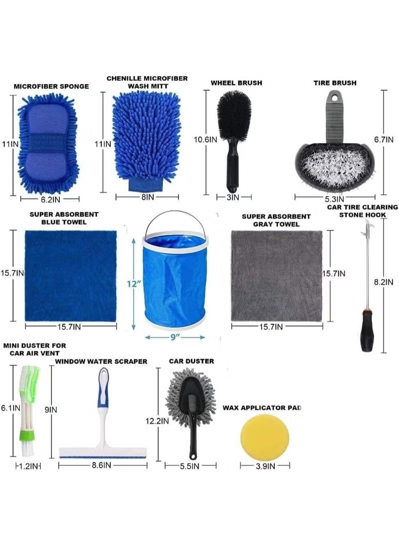 Car Backseat Safety Mirror, Baby Car Mirror for Back Seat Rear View, 100% Shatterproof, Premium Black Frame Car Rear View, 23.5cm*15cm，Black & Car Wash Cleaning Tools Kit， Car Detailing Set ，with Bag Collapsible Bucket Wash Mitt Sponge Towels Tire Brush Window Scraper Duster Complete Interior Car Care Kit Bundle - Image 4