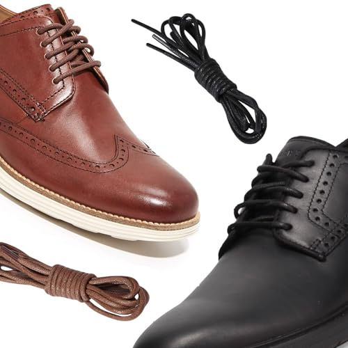 NDTEZUGT 2 Pairs 3/32" Round Waxed Dress Shoe Laces, Mens Shoelaces Replacement Strings for Cole Haan Business Oxford Shoes Chukka Boot Loafer (Black, 36"/90cm) - Image 2
