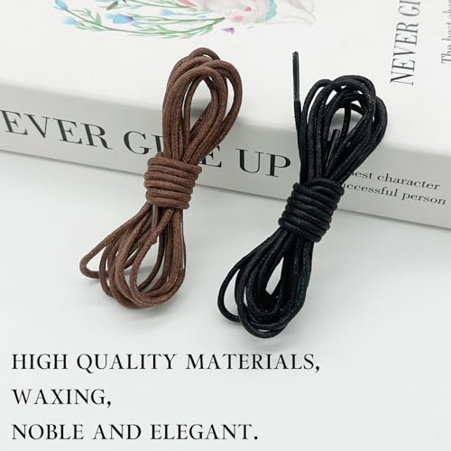 NDTEZUGT 2 Pairs 3/32" Round Waxed Dress Shoe Laces, Mens Shoelaces Replacement Strings for Cole Haan Business Oxford Shoes Chukka Boot Loafer (Black, 36"/90cm) - Image 4