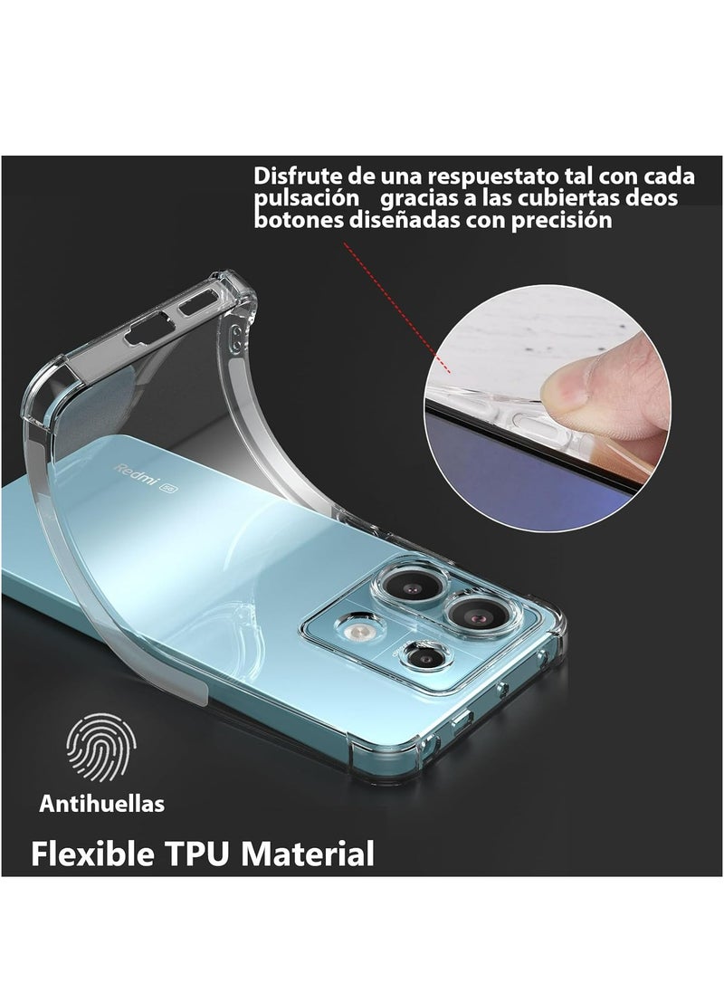 Fankalo حافظة هاتف لهاتف Xiaomi Poco X6 5G / Redmi Note 13 Pro 5G غطاء خلفي شفاف ومضاد للخدش ومضاد للصدمات  - Image 3