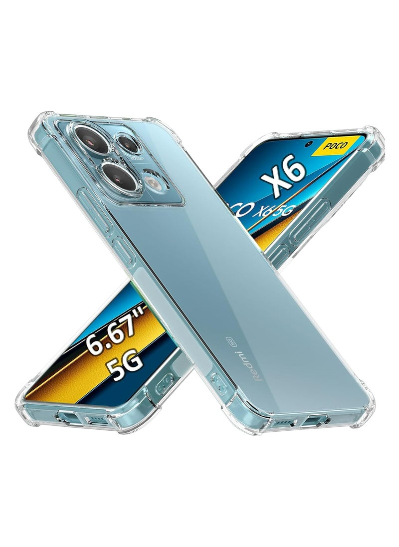 Fankalo حافظة هاتف لهاتف Xiaomi Poco X6 5G / Redmi Note 13 Pro 5G غطاء خلفي شفاف ومضاد للخدش ومضاد للصدمات  - Image 1