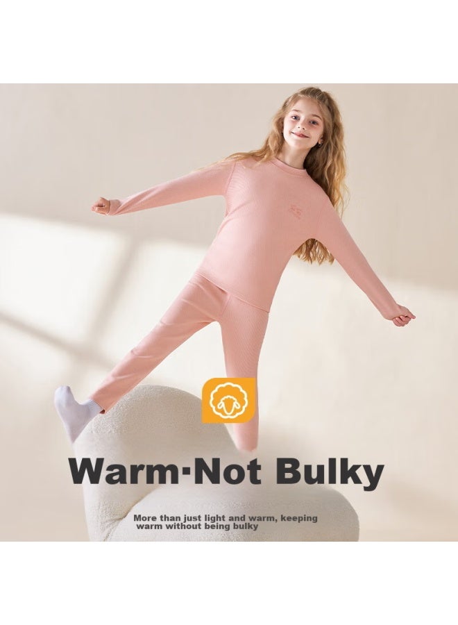 Yuzhaolin Children's Thermal Underwear Set, Girls' Silk And Wool Autumn Clothes And Pants, Girls' Baby Pajamas, Base Layer For Older Children - Image 3