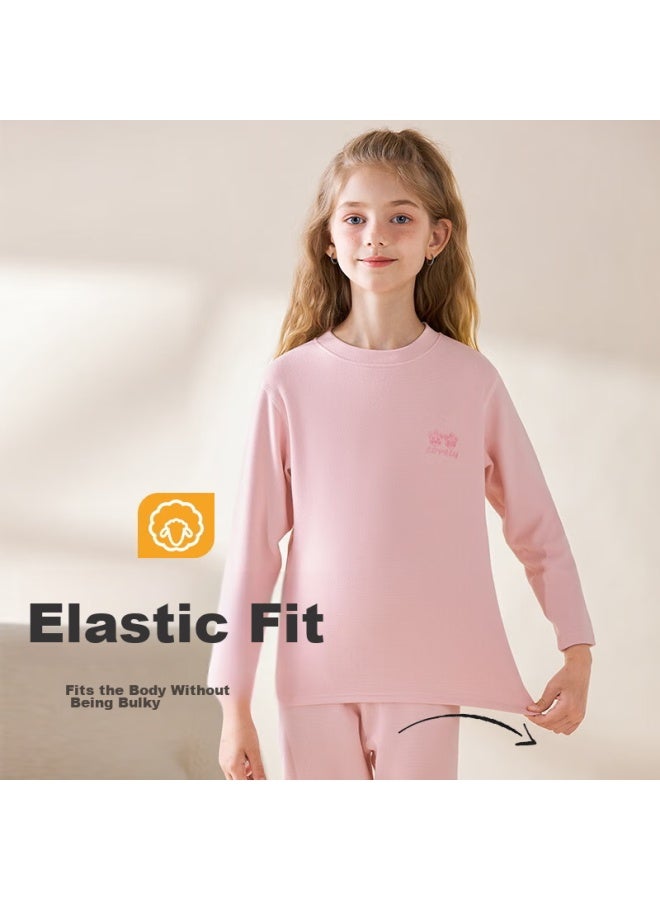 Yuzhaolin Children's Thermal Underwear Set, Girls' Silk And Wool Autumn Clothes And Pants, Girls' Baby Pajamas, Base Layer For Older Children - Image 4