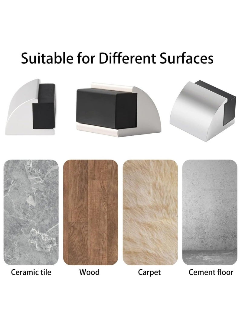 Captaintech 2 Packs Floor Mounted Door Stops Rubber Black Door Stop Modern Chrome Silver Door Stopper Solid Metal Doorstop Wall Protector with Bumper Buffer and Fixings - Image 4