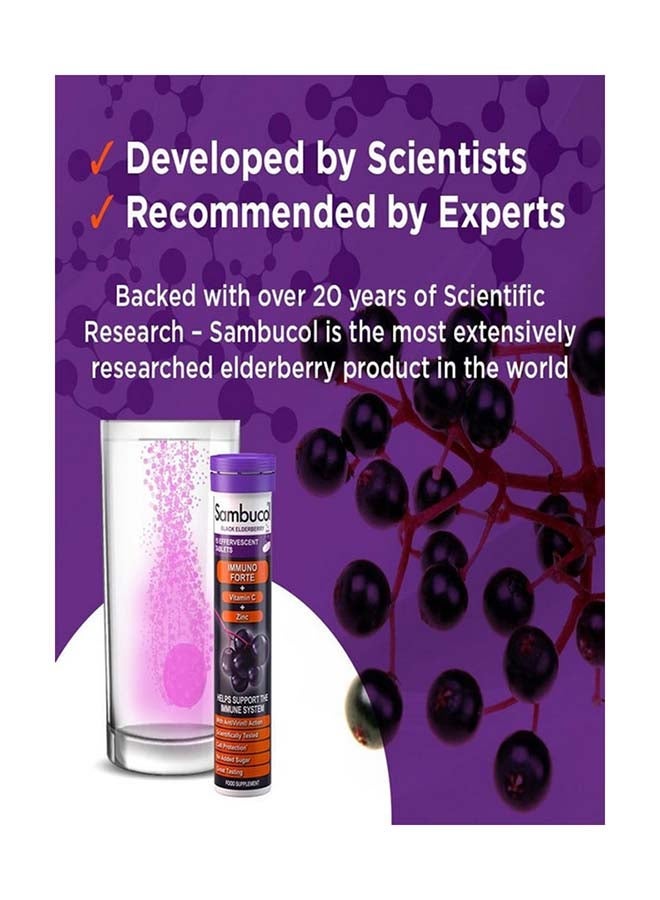 general Sambucol Black Elderberry 15 Effervescent Immuno Forte Vitamin C + Zinc [ Immune Support ] - Image 3