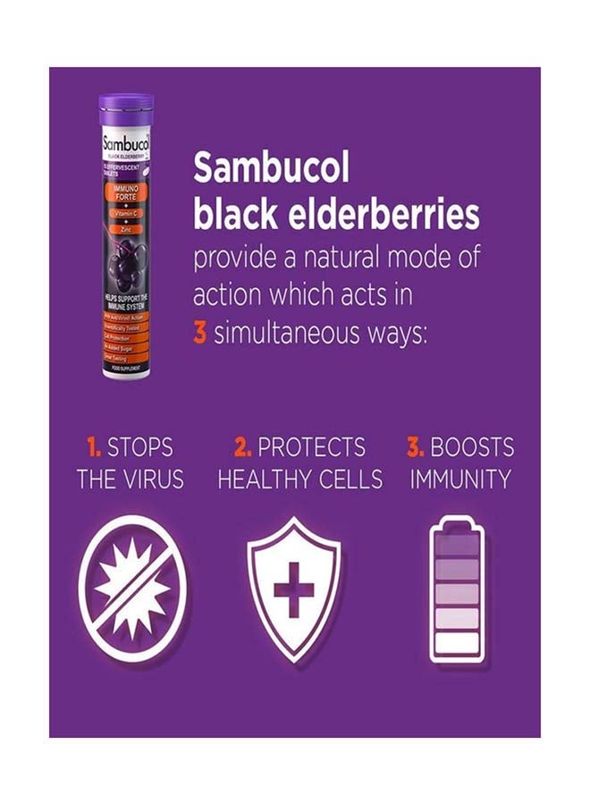 general Sambucol Black Elderberry 15 Effervescent Immuno Forte Vitamin C + Zinc [ Immune Support ] - Image 4