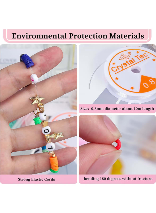 5720 Pcs Clay Flat Beads 6mm 24 Colors heishi Round Polymer Clay Spacer Beads with 680 Pcs Mixed Fruit Beads，Color Smiley Face , Pendants, Jump Rings for DIY Jewelry Making Bracelets Necklace Kits - Image 4