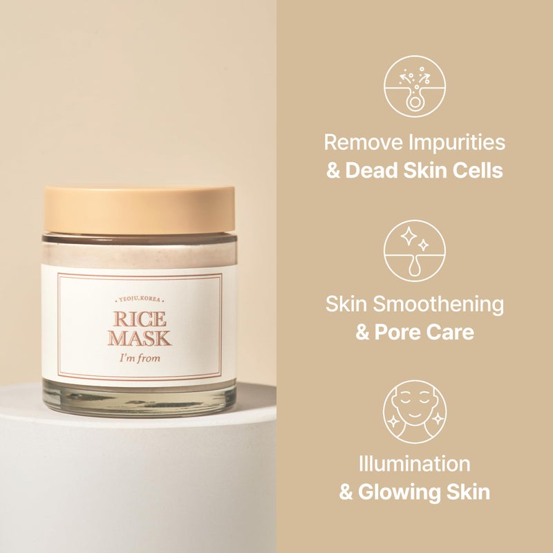I'm from Rice Mask 3.88 Oz, Gentle Exfoliating Wash Off Facial Mask for Dull, Rough Skin, Pore Clearing, Remove Dead Skin Cells, Uneven Skin Tone, Smooth Skin, Moiustirinzg, Radiant - Image 2
