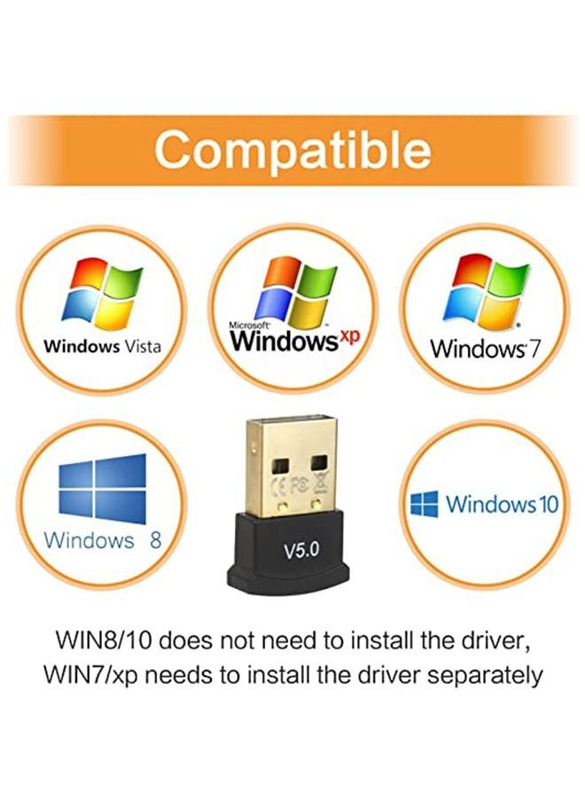 أوميوين محول بلوتوث USB 5.0 لاستقبال ونقل البيانات لاسلكياً، متوافق مع أجهزة الكمبيوتر المكتبية والمحمولة، ويدعم أنظمة ويندوز 7 / 8 / 8.1 /0 1  - Image 3