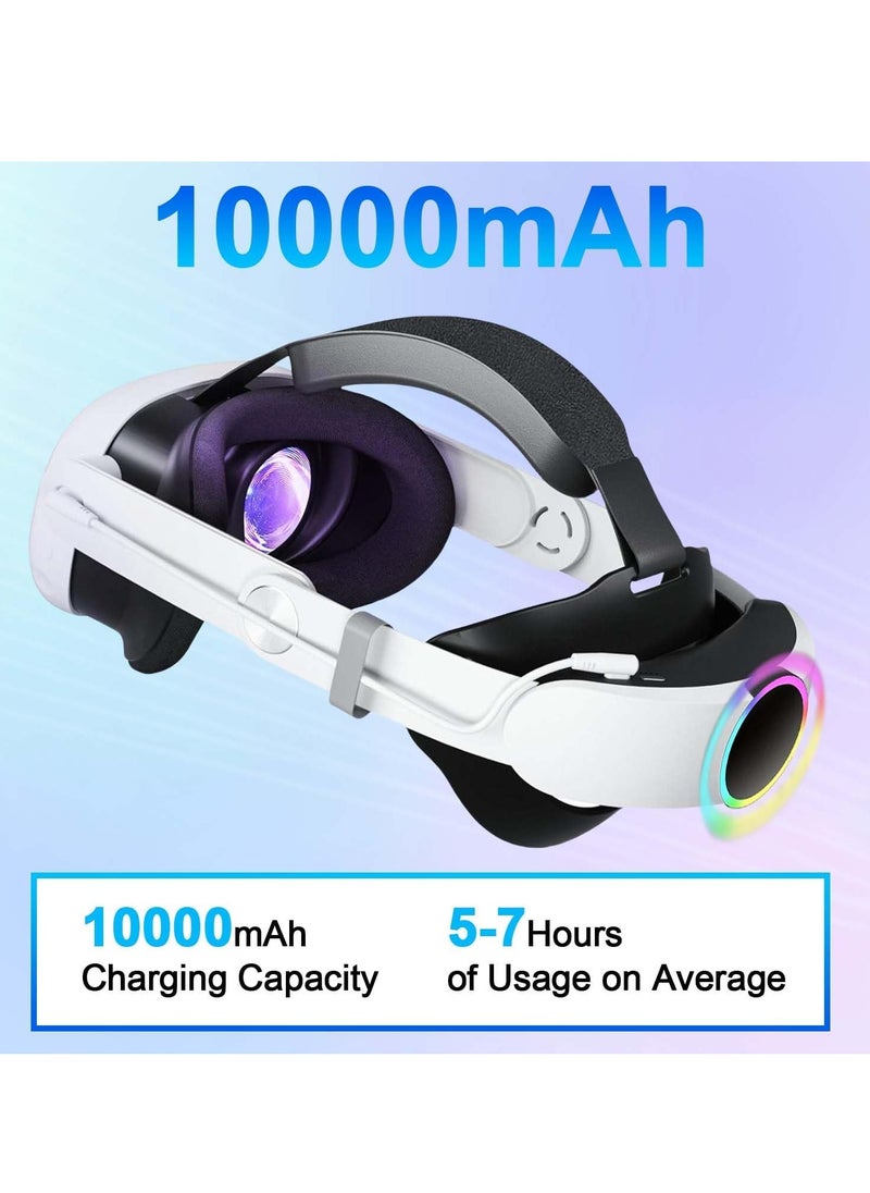 RATSAW - Head Strap with Battery for Meta Quest 3 10000mAh Battery with RGB Light Extend 2-4Hours Playtime Adjustable Elite Strap Bettery for VR Oculus Quest3 - Image 1