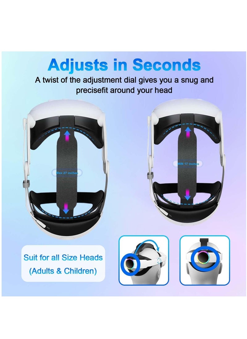 RATSAW - Head Strap with Battery for Meta Quest 3 10000mAh Battery with RGB Light Extend 2-4Hours Playtime Adjustable Elite Strap Bettery for VR Oculus Quest3 - Image 1