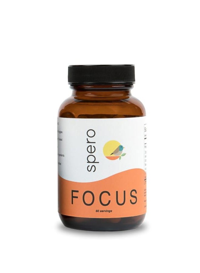 Spero Hello Focus, Premium Brain Supplement for Memory, Focus & Clarity, All-Natural Plant-Based Ingredients, Brain Support Pills for Students, Professionals & Elderly - 60 Days Supply - Image 1