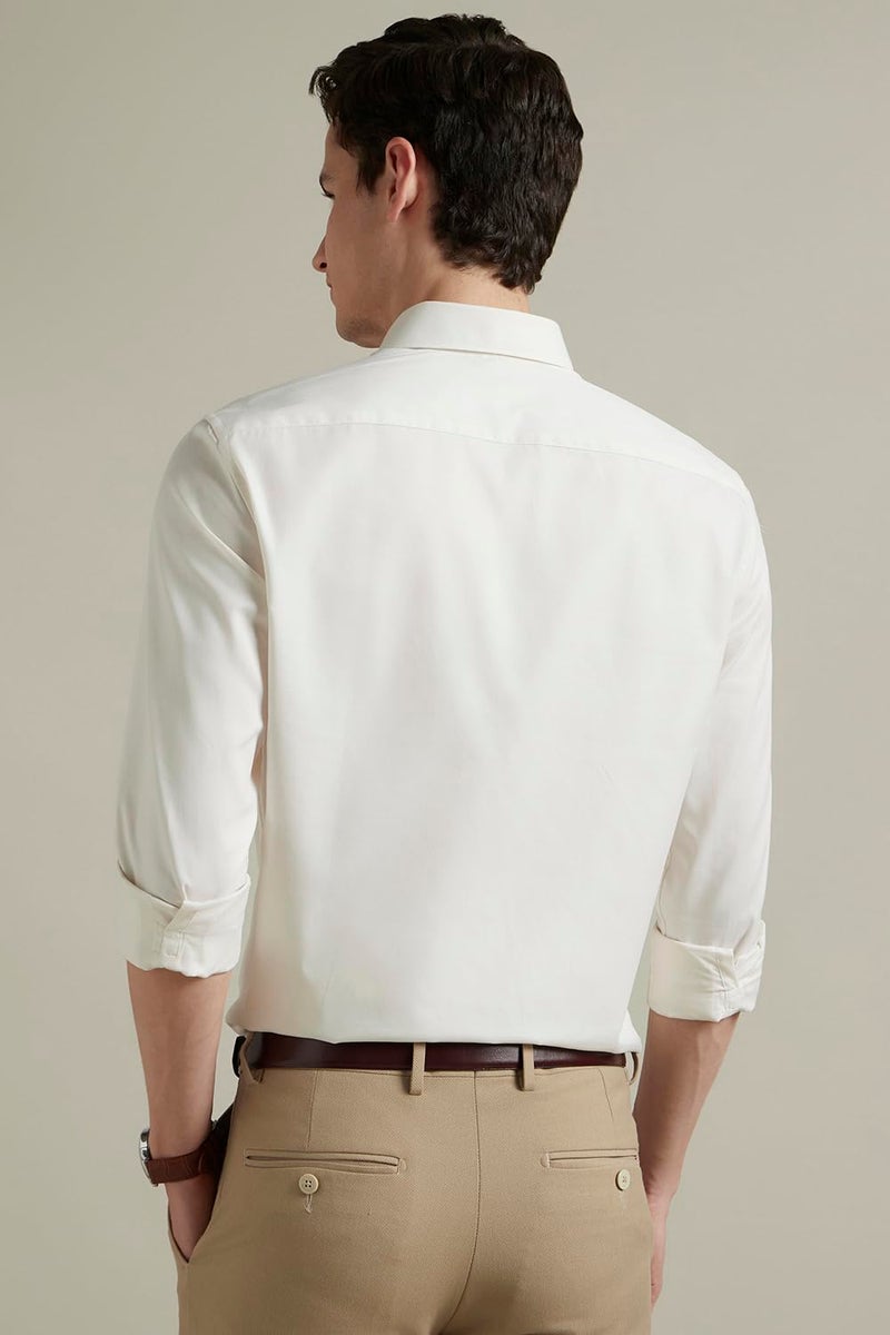 Louis Philippe Cotton Men's Classic Fit Shirt (LPSFMCLPC51490_Cream, 40 - Image 3