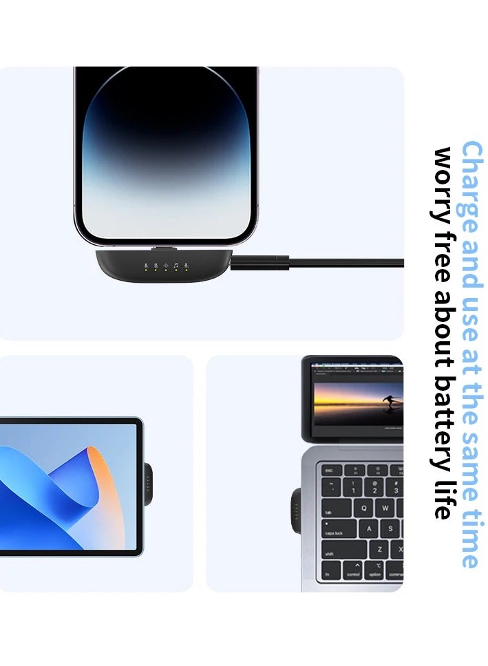 بلو فاير مايكروفون لاسلكي احترافي - مايك لافالير صغير بتقنية 2.4 جيجا هرتز، مزود بخاصية إلغاء الضوضاء، مدى 20 متر، بطارية تعمل 15 ساعة، شحن نوع-C، متوافق مع الهواتف والكاميرات وأجهزة الكمبيوتر (تصميم مدمج وألوان متنوعة) - Image 5