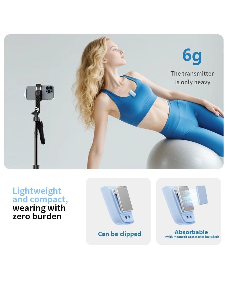 بلو فاير مايكروفون لاسلكي احترافي - مايك لافالير صغير بتقنية 2.4 جيجا هرتز، مزود بخاصية إلغاء الضوضاء، مدى 20 متر، بطارية تعمل 15 ساعة، شحن نوع-C، متوافق مع الهواتف والكاميرات وأجهزة الكمبيوتر (تصميم مدمج وألوان متنوعة) - Image 2