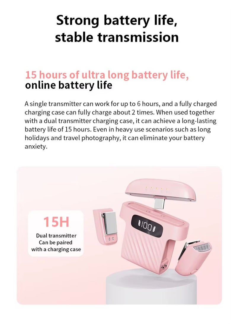 بلو فاير مايكروفون لاسلكي احترافي - مايك لافالير صغير بتقنية 2.4 جيجا هرتز، مزود بخاصية إلغاء الضوضاء، مدى 20 متر، بطارية تعمل 15 ساعة، شحن نوع-C، متوافق مع الهواتف والكاميرات وأجهزة الكمبيوتر (تصميم مدمج وألوان متنوعة) - Image 3