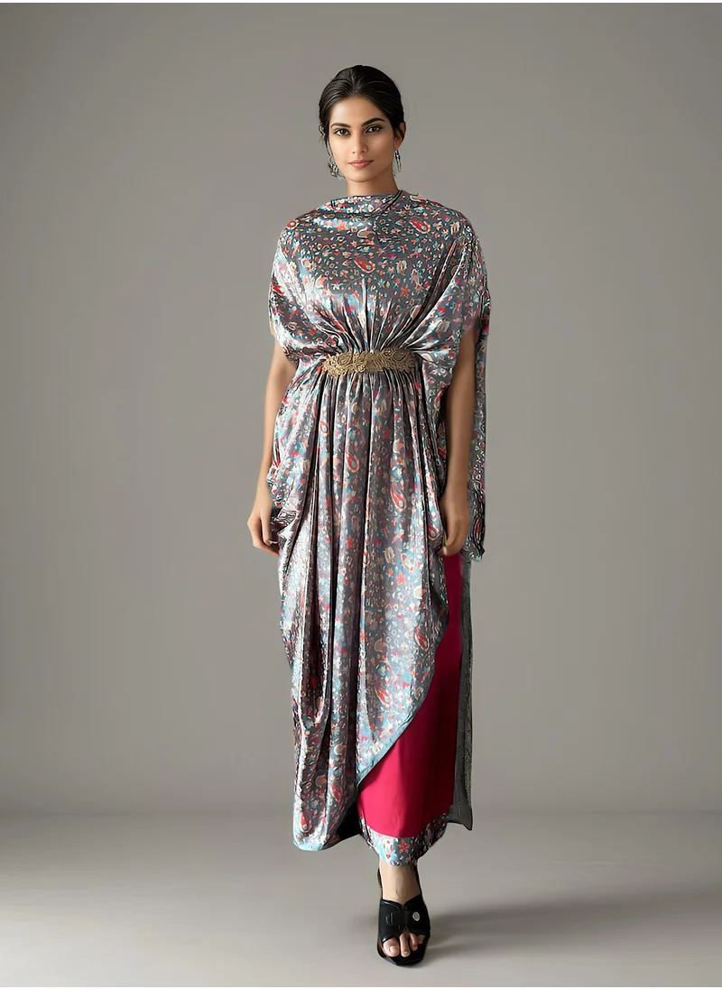 ECSTACY Printed Drape Dress