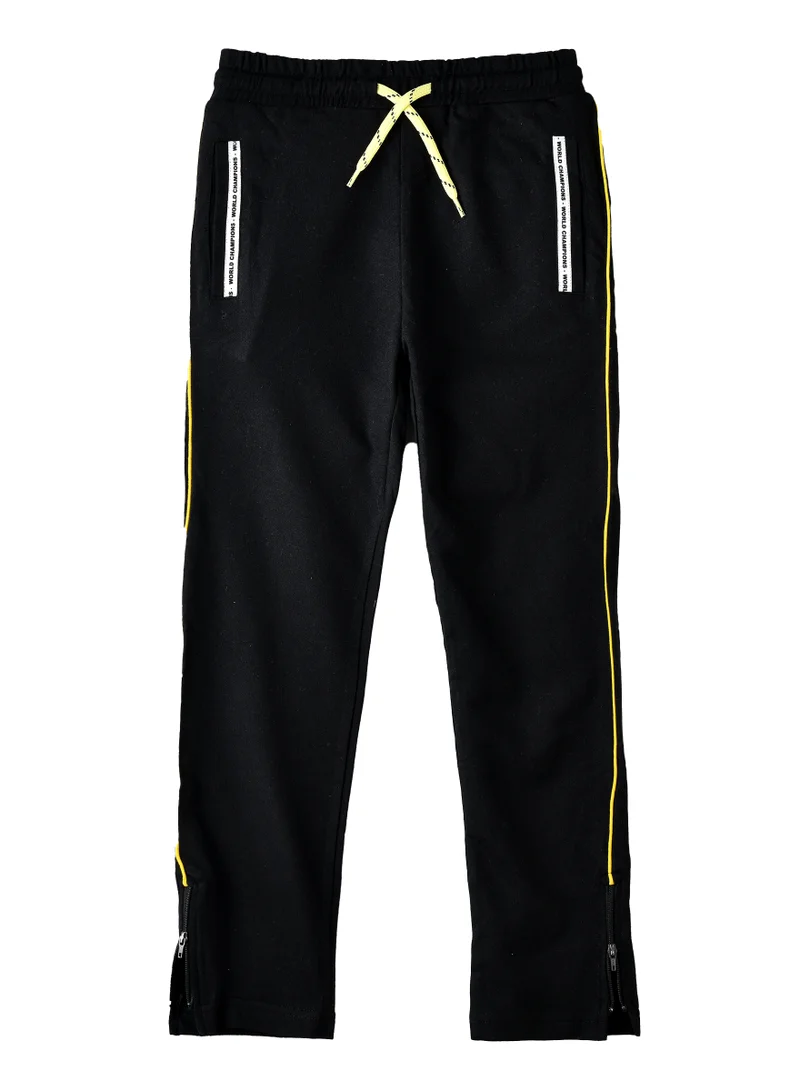 JAM Boys Black Jogger Pants with Yellow Side Stripe