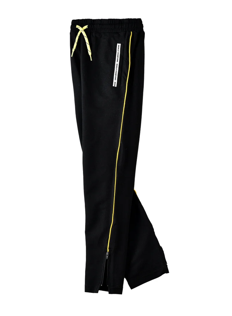 JAM Boys Black Jogger Pants with Yellow Side Stripe