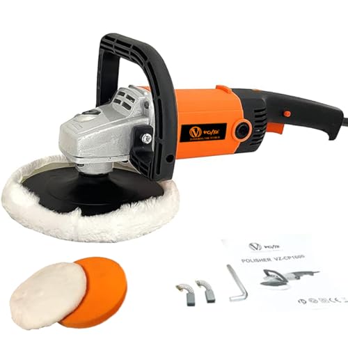 VOLTZ VZ-CP1600 Electric Hand Polisher 1600W Car Polisher, 6 Variable Speed Car Buffer 600-3000RPM,D Shape Handle Home Appliance, Furniture, Car & Boat Detailing (2Pcs Sponge & 1Pcs Woolen Pad) - Image 1
