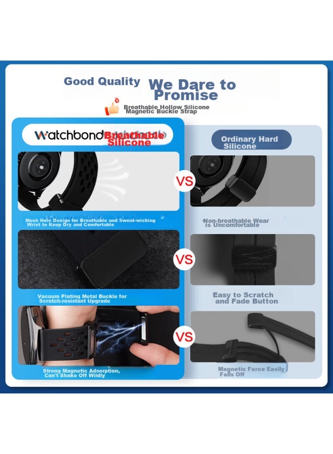 Watchbond Compatible Watch Strap For Huawei Gt4/gt5/gt3/2, Breathable Silicone Watchband For Watch4/3/2, Magnetic Folding Clasp For Gt5pro, Breathable Gt2e Men's Sports Style 46mm Wristband - Image 2