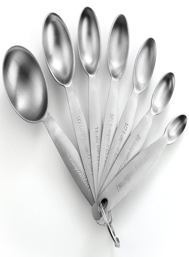 Spring Chef Stainless Steel Measuring Spoons Set of 7, Oval Metal Teaspoon & Tablespoon Measuring Spoons - Nesting Kitchen Gadgets For Baking & Cooking, Dual Measurements - Dry & Liquid Ingredients - Image 1