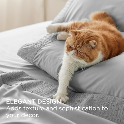 Bedsure Queen Sheet Set - 4 Pieces Soft Queen Size Sheets - Breathable & Cooling - Hotel Luxury - Easy Care Polyester Microfiber Bedding for Women, Men, Grey - Image 4