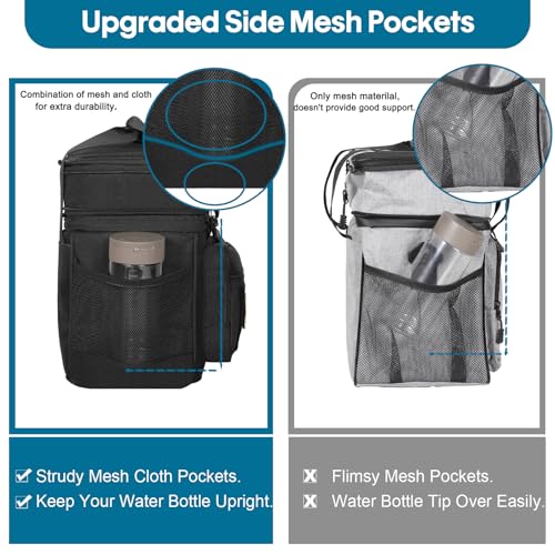 GLENKEY Double Deck Insulated Lunch Box, Expandable Large Lunch Bag Leakproof Cooler Bag Lunch Pail for Men Women Adults Work Shifts Travel Daytrip, 16L, Black - Image 3