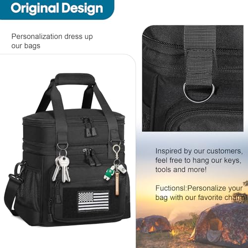 GLENKEY Double Deck Insulated Lunch Box, Expandable Large Lunch Bag Leakproof Cooler Bag Lunch Pail for Men Women Adults Work Shifts Travel Daytrip, 16L, Black - Image 4