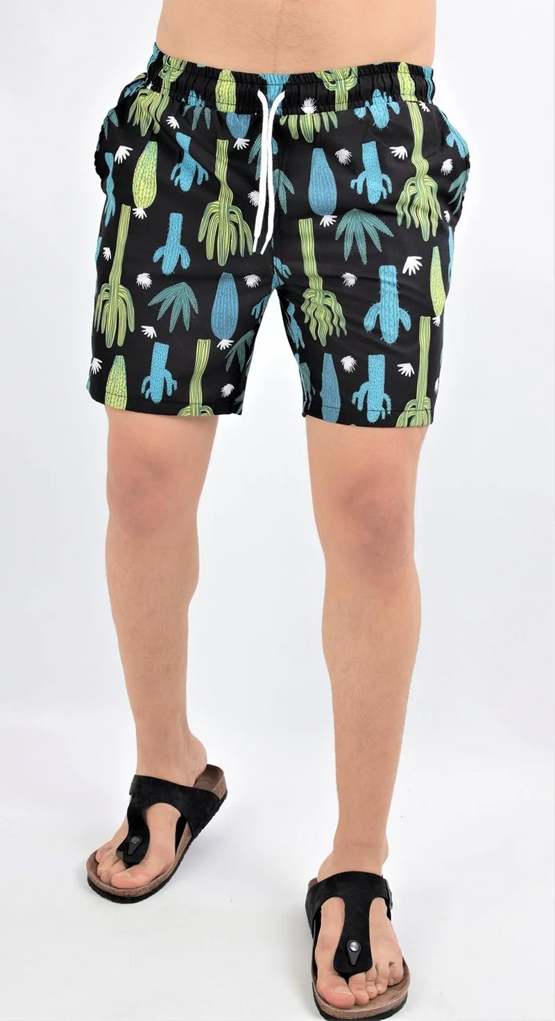 Alexander Gardi Patterned, Tie-Up, Pocketed Swim Shorts, Black (E20-CML00S)
