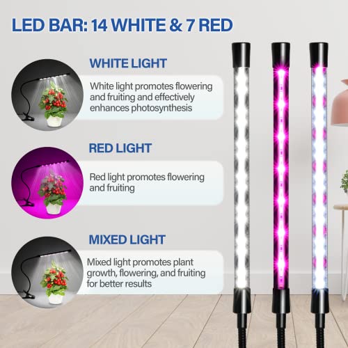 iPower LED Grow Lights with Full Spectrum Plant Growing Lamp for Indoor Plant, 3 Modes Timing Function, 1 Tubes, White - Image 4