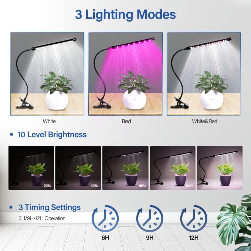 iPower LED Grow Lights with Full Spectrum Plant Growing Lamp for Indoor Plant, 3 Modes Timing Function, 1 Tubes, White - Image 3