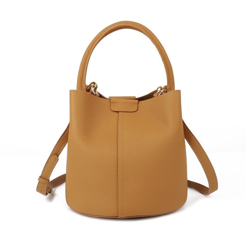 MoreFarther Bucket Bags for Women, Genuine Leather Crossbody Bags, Top-handle purses with an Adjustable Strap (Brown) - Image 1