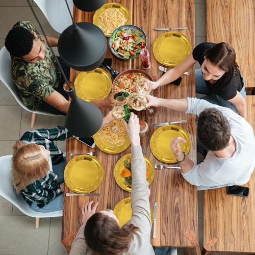 Aixuler 40Pcs Disposable Paper Plates Gold,Including 20pcs 9" and 20pcs 7" Plates,Strong and Sturdy Disposable Plates for Party, Dinner, Holiday, Picnic,Birthday Party, Dinner Table, Wedding - Image 4