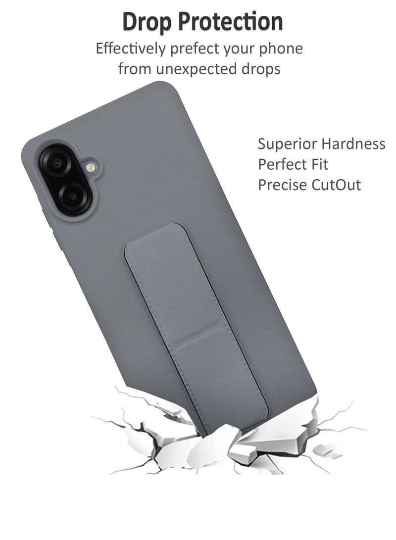 Waldic Samsung Galaxy A07 4G HAND HOLDER | Premium Soft Silicone Magnetic Hand Grip Case Cover Designed for Samsung Galaxy A07 4G | Samsung Galaxy A07 4G Case Camera and Drop Protection Thin Protective Back Cover Case for Samsung Galaxy A07 4G - Grey - Image 3