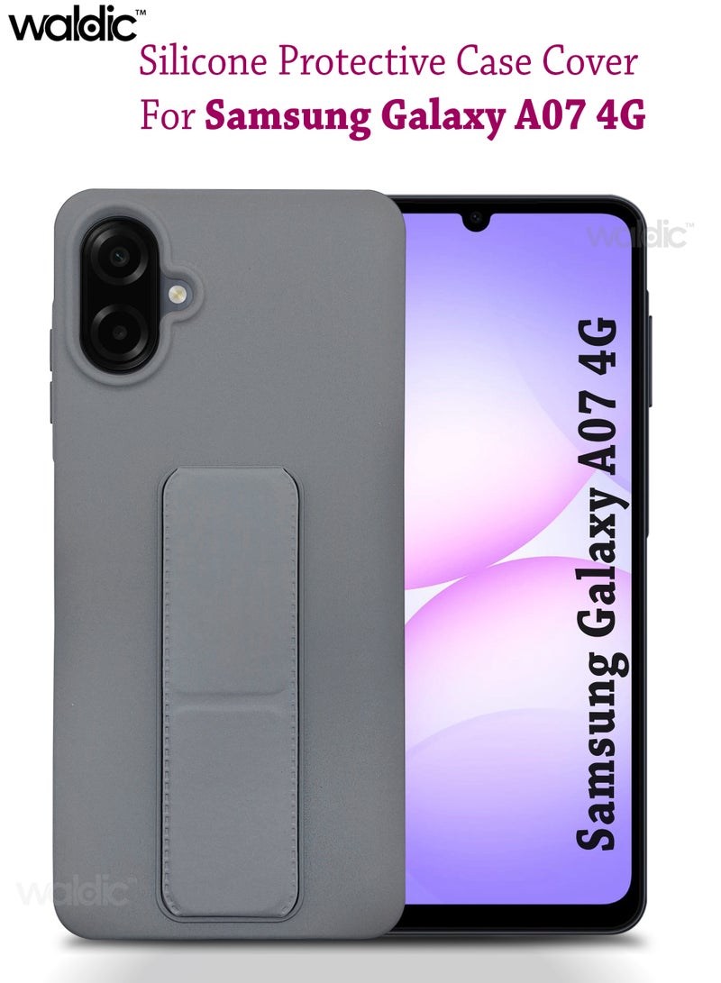 Waldic Samsung Galaxy A07 4G HAND HOLDER | Premium Soft Silicone Magnetic Hand Grip Case Cover Designed for Samsung Galaxy A07 4G | Samsung Galaxy A07 4G Case Camera and Drop Protection Thin Protective Back Cover Case for Samsung Galaxy A07 4G - Grey - Image 1
