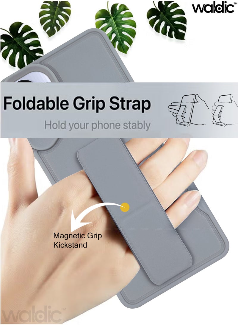 Waldic Samsung Galaxy A07 4G HAND HOLDER | Premium Soft Silicone Magnetic Hand Grip Case Cover Designed for Samsung Galaxy A07 4G | Samsung Galaxy A07 4G Case Camera and Drop Protection Thin Protective Back Cover Case for Samsung Galaxy A07 4G - Grey - Image 5