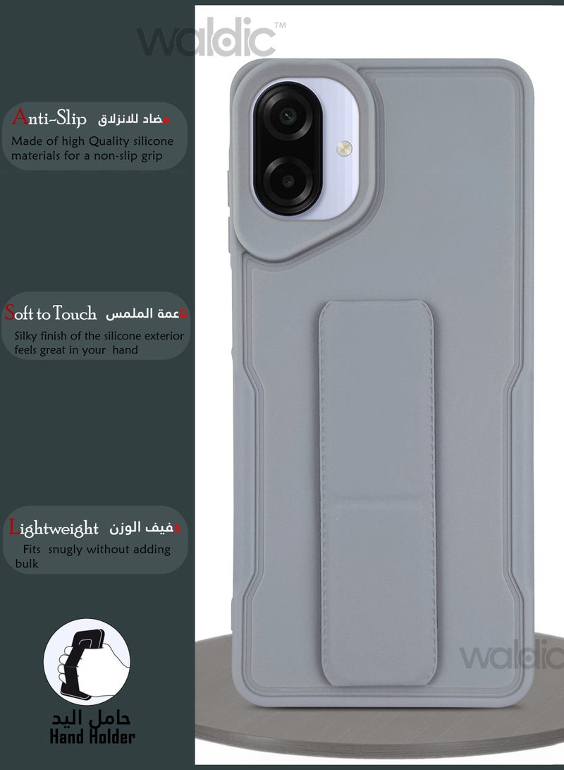 Waldic Samsung Galaxy A07 4G HAND HOLDER | Premium Soft Silicone Magnetic Hand Grip Case Cover Designed for Samsung Galaxy A07 4G | Samsung Galaxy A07 4G Case Camera and Drop Protection Thin Protective Back Cover Case for Samsung Galaxy A07 4G - Grey - Image 2