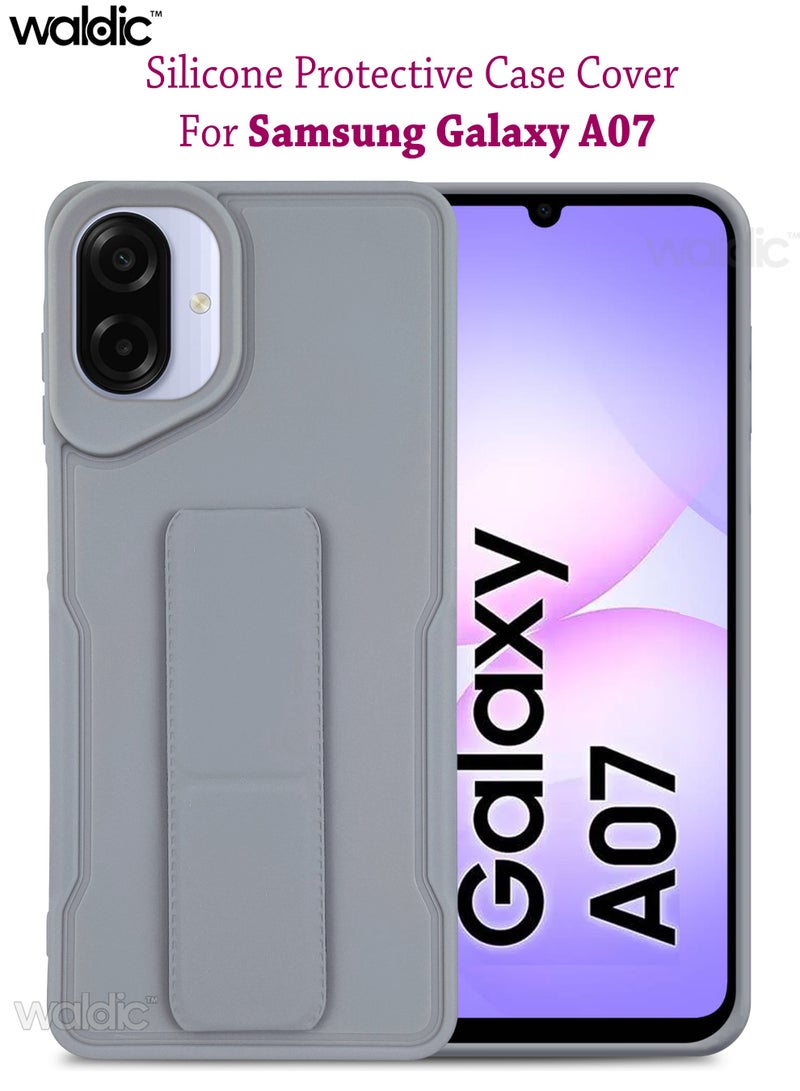 Waldic Samsung Galaxy A07 4G HAND HOLDER | Premium Soft Silicone Magnetic Hand Grip Case Cover Designed for Samsung Galaxy A07 4G | Samsung Galaxy A07 4G Case Camera and Drop Protection Thin Protective Back Cover Case for Samsung Galaxy A07 4G - Grey - Image 1