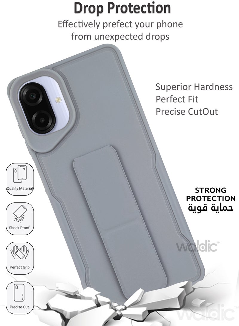 Waldic Samsung Galaxy A07 4G HAND HOLDER | Premium Soft Silicone Magnetic Hand Grip Case Cover Designed for Samsung Galaxy A07 4G | Samsung Galaxy A07 4G Case Camera and Drop Protection Thin Protective Back Cover Case for Samsung Galaxy A07 4G - Grey - Image 3