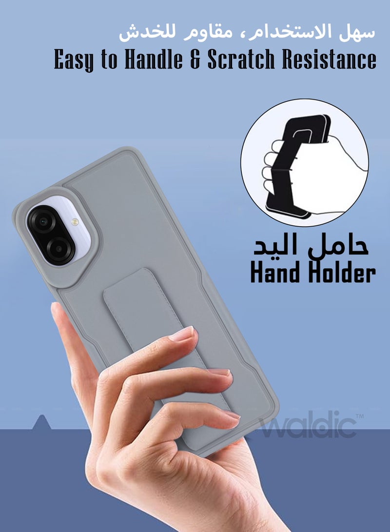 Waldic Samsung Galaxy A07 4G HAND HOLDER | Premium Soft Silicone Magnetic Hand Grip Case Cover Designed for Samsung Galaxy A07 4G | Samsung Galaxy A07 4G Case Camera and Drop Protection Thin Protective Back Cover Case for Samsung Galaxy A07 4G - Grey - Image 4