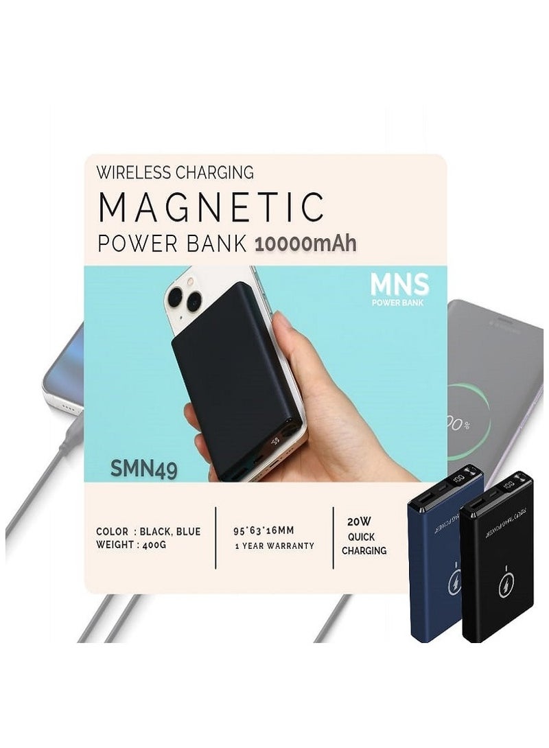 MNS SMN49 Power Bank (Fast Charge+ Wireless Charge 10000mAh) (Black) - Image 2