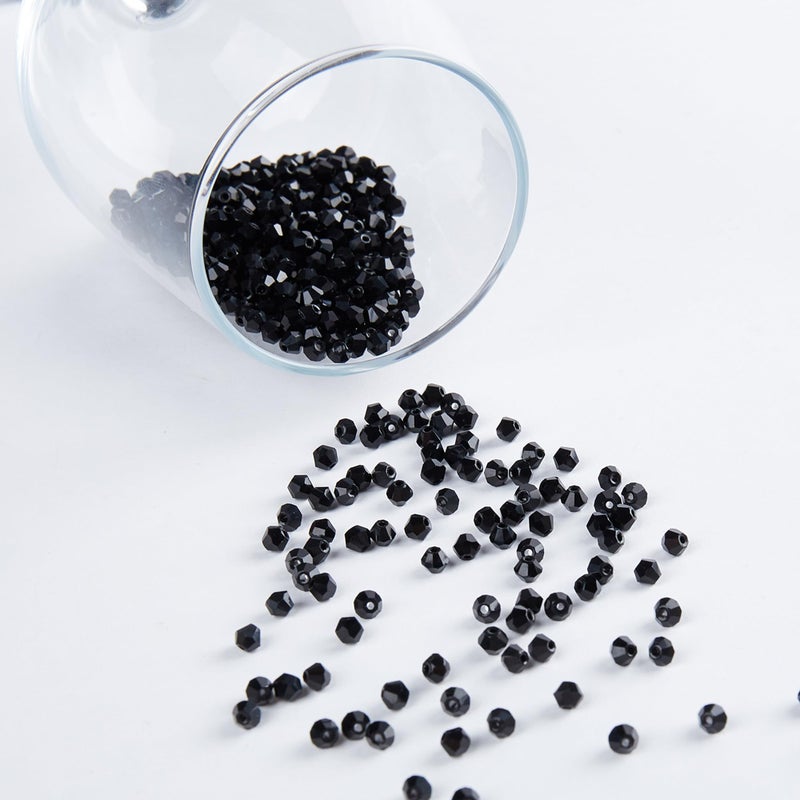 Laopottbeads 1100Pcs Black 4Mm Bicone Crystal Beads For Jewelry Making - Small Faceted Glass Beads For Bracelets  Earrings  Loc Sprinkles  Diy Crafts - Image 4