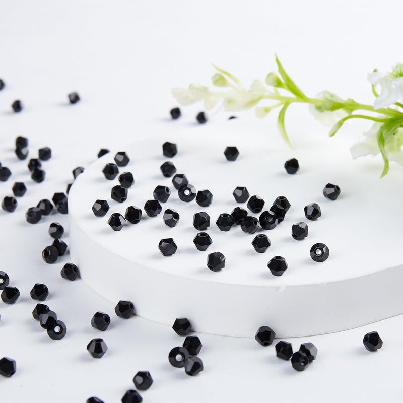 Laopottbeads 1100Pcs Black 4Mm Bicone Crystal Beads For Jewelry Making - Small Faceted Glass Beads For Bracelets  Earrings  Loc Sprinkles  Diy Crafts - Image 2