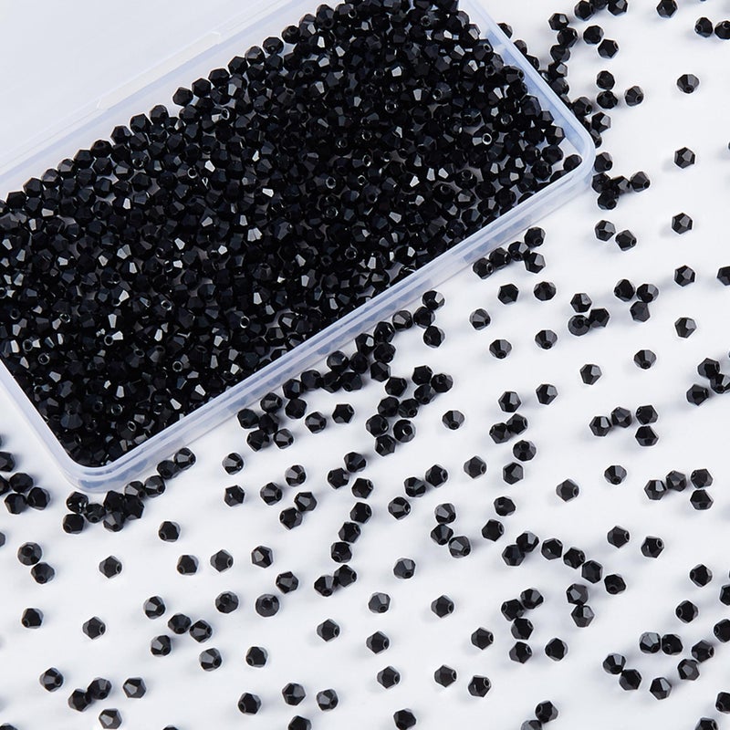 Laopottbeads 1100Pcs Black 4Mm Bicone Crystal Beads For Jewelry Making - Small Faceted Glass Beads For Bracelets  Earrings  Loc Sprinkles  Diy Crafts - Image 1