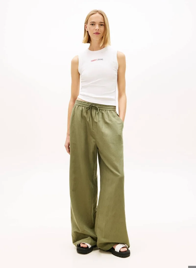 Loose Linen Blend Drawstring Trousers