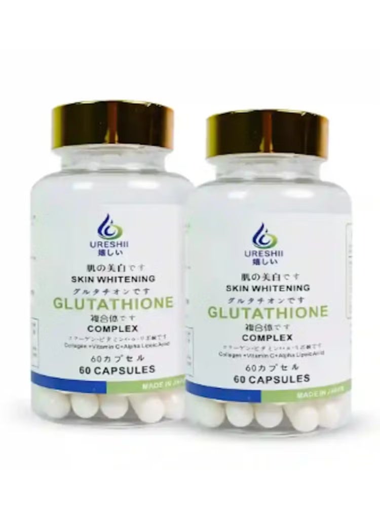 Ureshii Glutathione Complex Skin Whitening Capsules, Made in Japan, 120 Capsules Total, 2-Pack