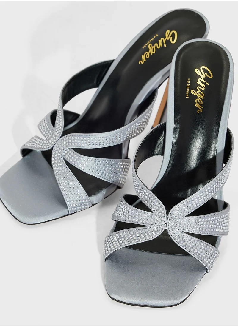 جينجر Embellished  High Heel Mules