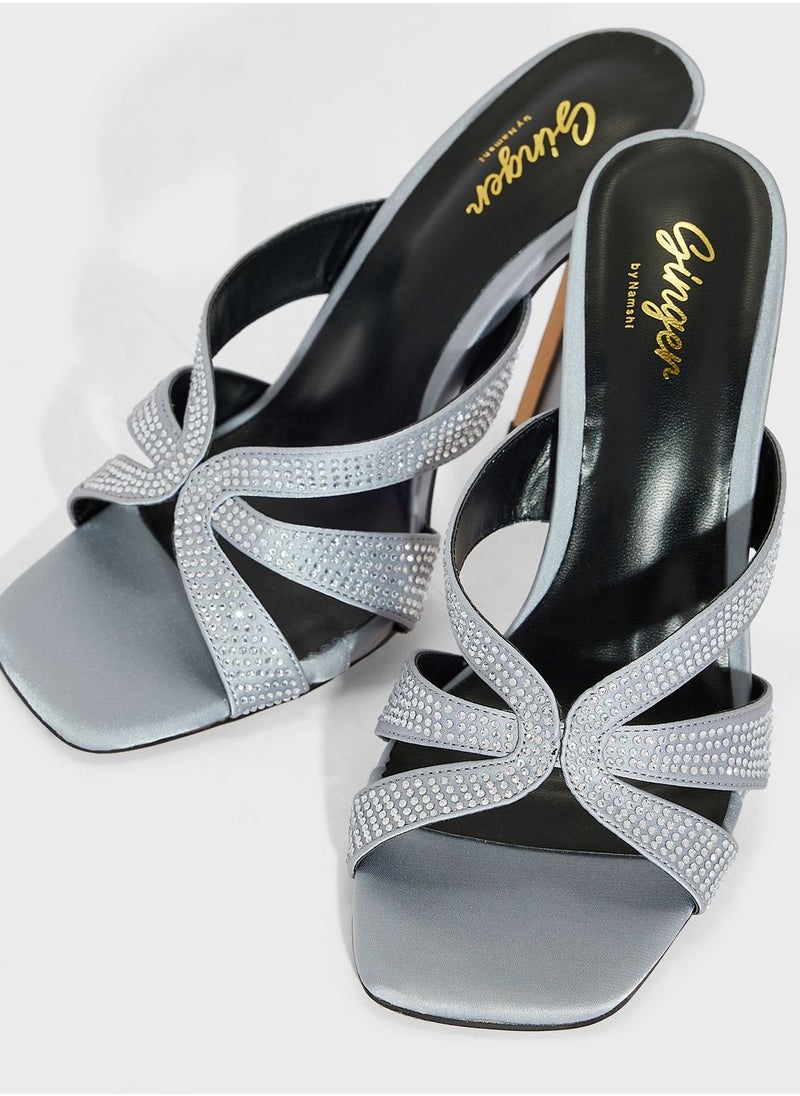 Ginger - Embellished  High Heel Mules - Image 1