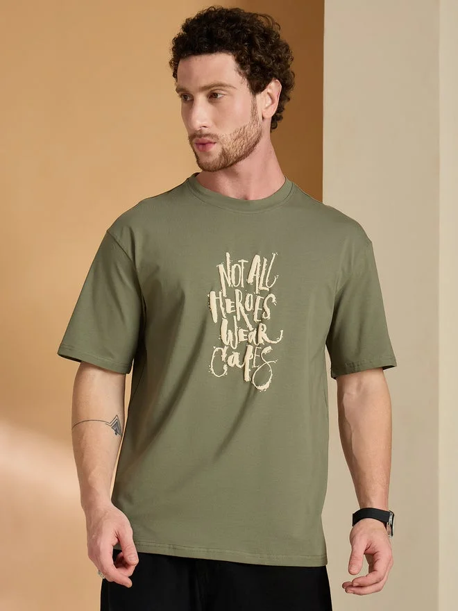 Take Two REPRISE Olive Graphic Print Crew Neck T-Shirt